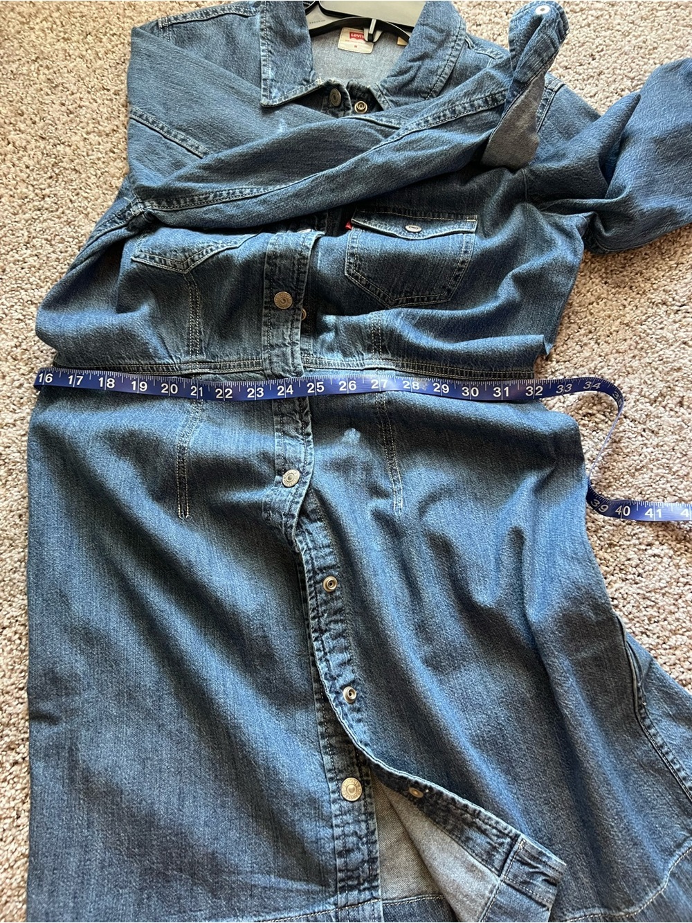 Levi's Medium Blue Denim Long Sleeve Shirt Dress - Picture 6 of 6